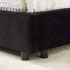 Full Size Upholstered Daybed Frame with Backrest and Armrests, Modern L Shaped Corner Bed for Bedroom Living Room