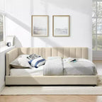 Full Size Upholstered Daybed Frame with Backrest and Armrests, Modern L Shaped Corner Bed for Bedroom Living Room