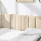 Full Size Upholstered Daybed Frame with Backrest and Armrests, Modern L Shaped Corner Bed for Bedroom Living Room