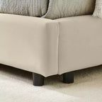 Full Size Upholstered Daybed Frame with Backrest and Armrests, Modern L Shaped Corner Bed for Bedroom Living Room
