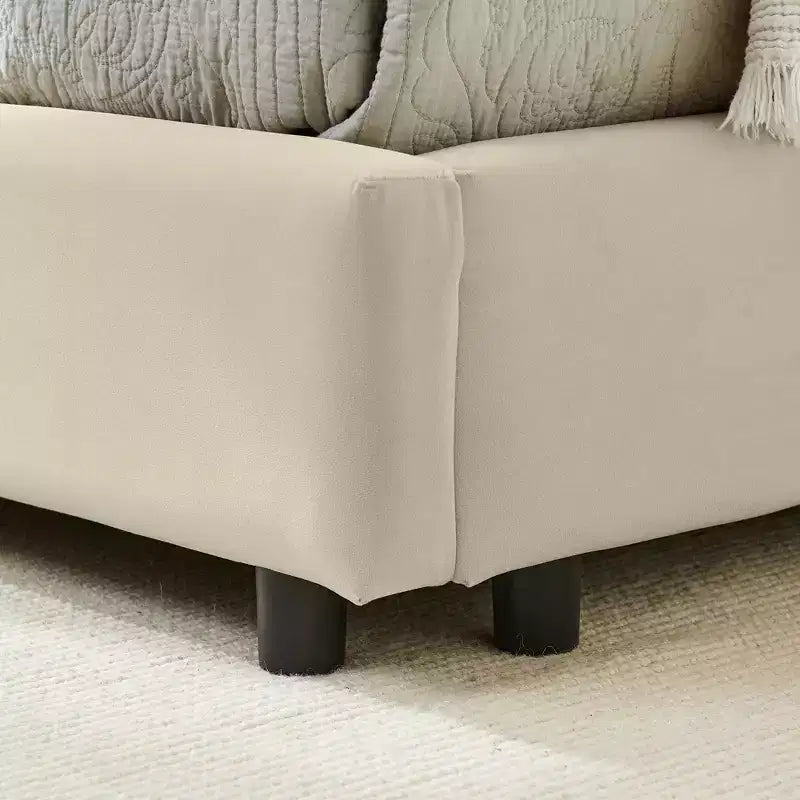Full Size Upholstered Daybed Frame with Backrest and Armrests, Modern L Shaped Corner Bed for Bedroom Living Room