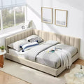 Full Size Upholstered Daybed Frame with Backrest and Armrests, Modern L Shaped Corner Bed for Bedroom Living Room