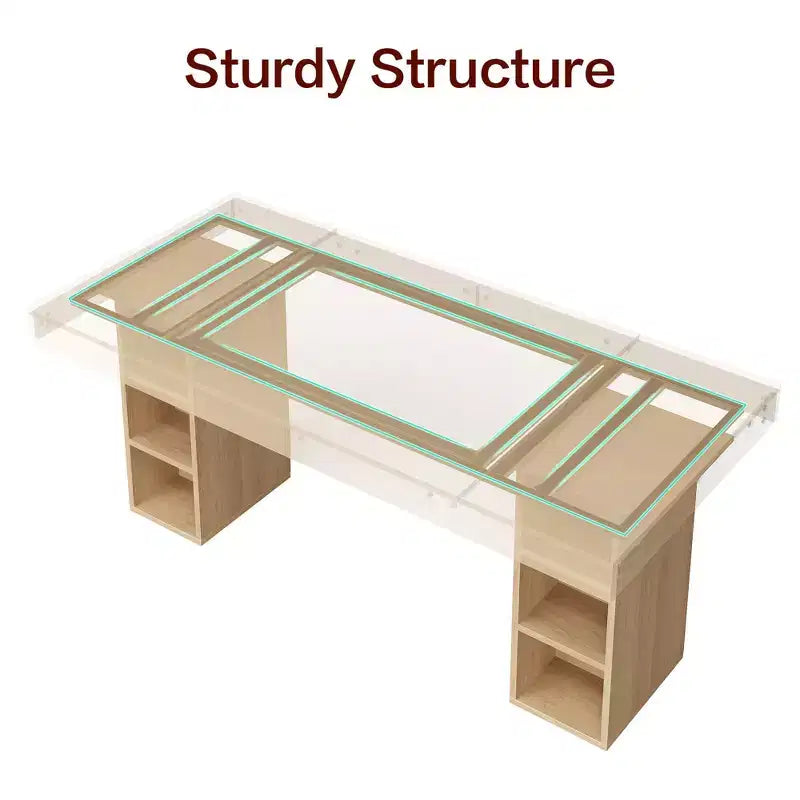 Double Pedestal Rectangular Wood Dining Table for 6, Spacious Kitchen Table with Dual Side Storage, Sturdy Dining Room Table for Home or Office