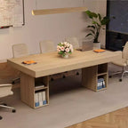 Double Pedestal Rectangular Wood Dining Table for 6, Spacious Kitchen Table with Dual Side Storage, Sturdy Dining Room Table for Home or Office