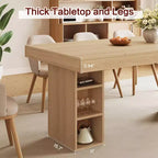 Double Pedestal Rectangular Wood Dining Table for 6, Spacious Kitchen Table with Dual Side Storage, Sturdy Dining Room Table for Home or Office