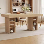 Double Pedestal Rectangular Wood Dining Table for 6, Spacious Kitchen Table with Dual Side Storage, Sturdy Dining Room Table for Home or Office